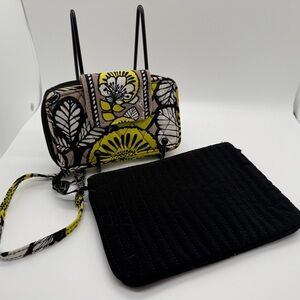 Vera Bradley ‘Citron’ Wristlet and Black Quilted Bag